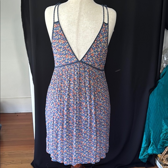 Blue Floral Rayon Summer / Spring Dress - Picture 5 of 7